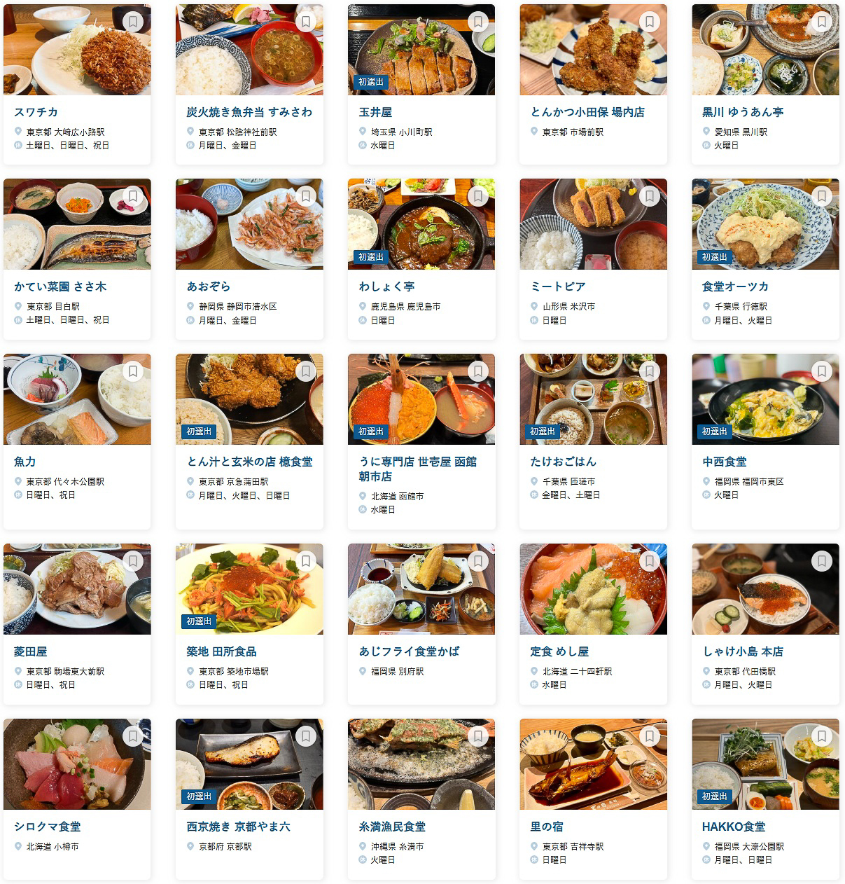 「食べログ 食堂 百名店 2026」に選ばれた100店