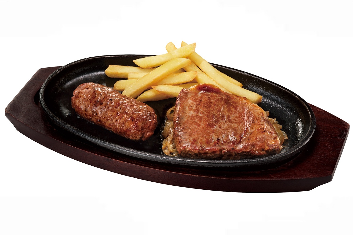 「ブロンコおじさんのこだわり炭焼きがんこハンバーグ&炭焼き極選プレミアムサーロインステーキ」（ハンバーグ150g＋ステーキ150g 3608円）