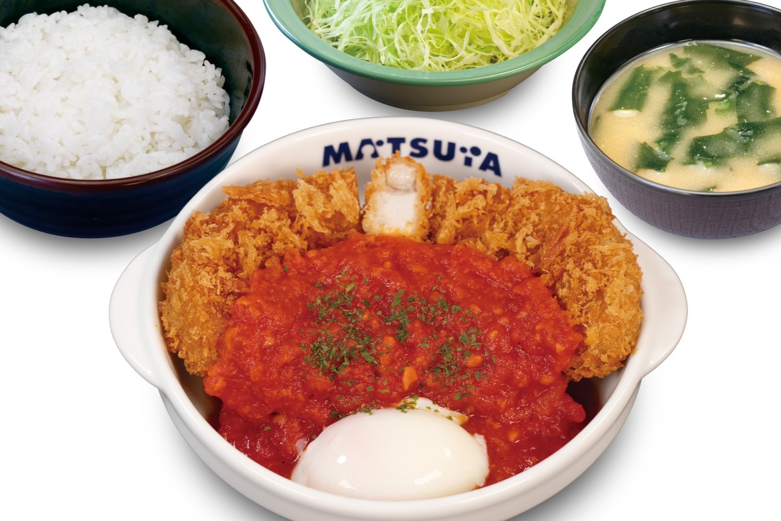 松のやの「うまトマ大麦豚ロースかつ定食」