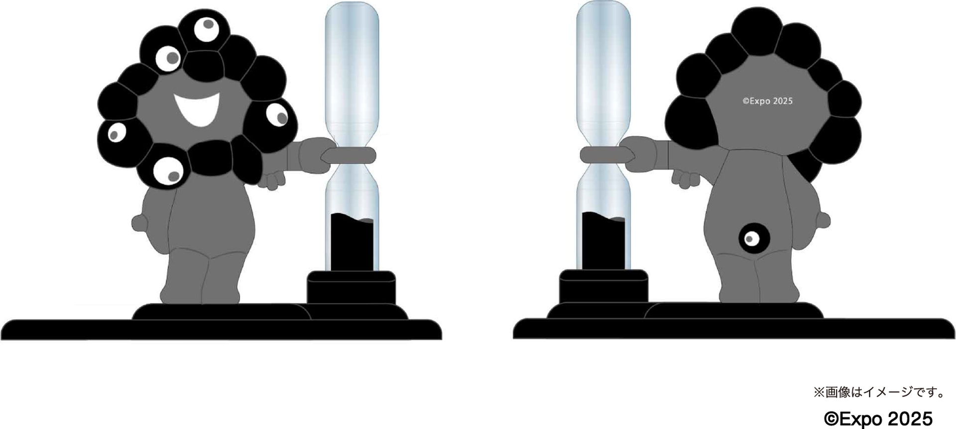 黒ミャクミャクの「砂時計付きカップ麺ストッパー」