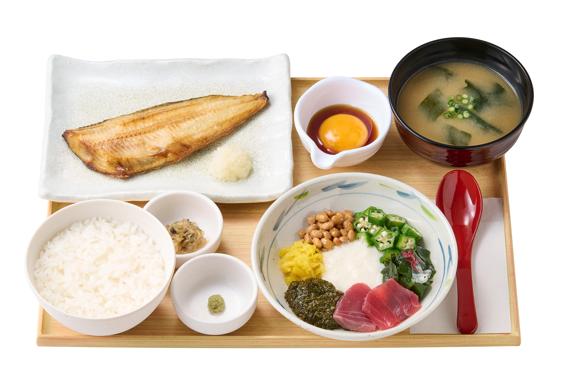 「～8種の彩り～アカモクねばとろとしまほっけの定食」（1290円）