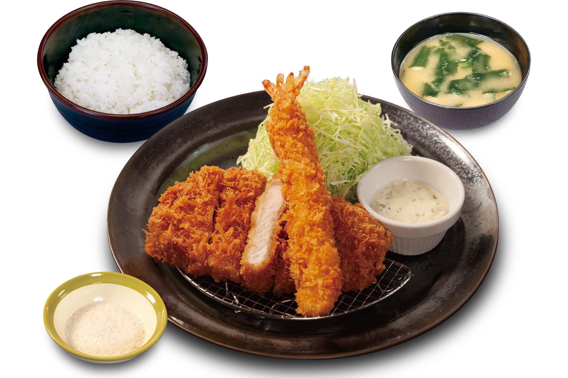 “国産雪国育ち”ロースかつ＆海老フライ1尾定食