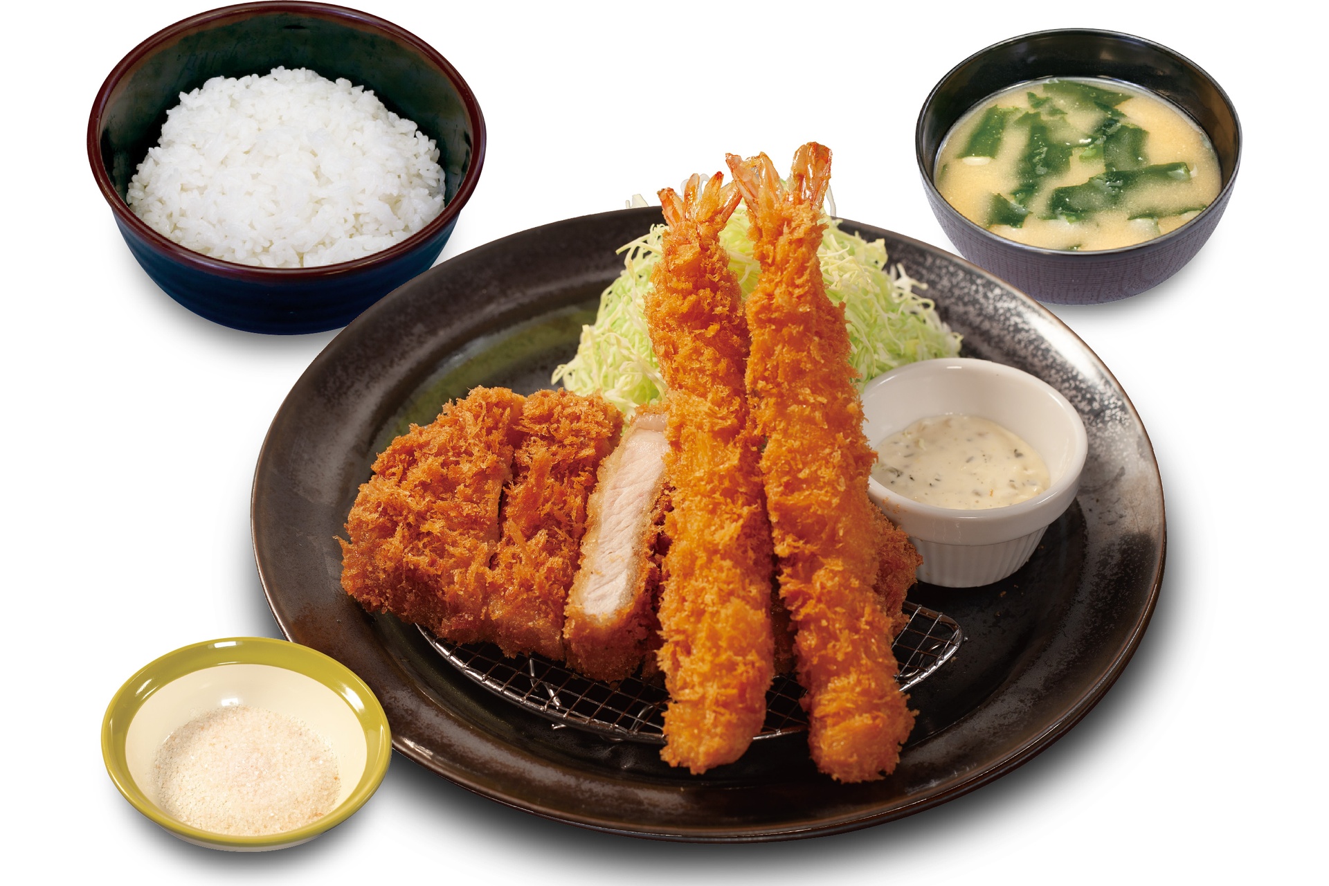 “国産雪国育ち”ロースかつ＆海老フライ2尾定食