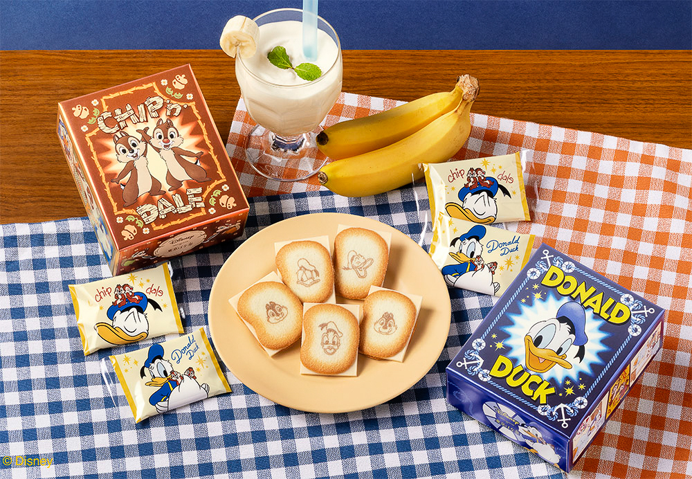 パッケージA（ドナルドダックデザイン）と、パッケージB（チップ＆デールデザイン）