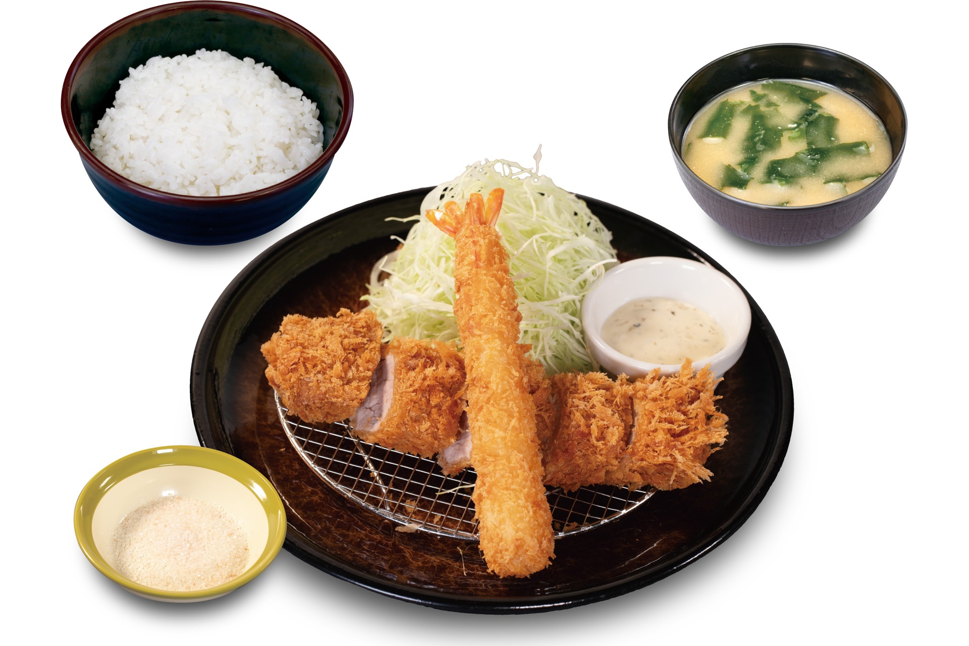 国産雪国育ち丸太ヒレかつ＆海老フライ（1尾）定食