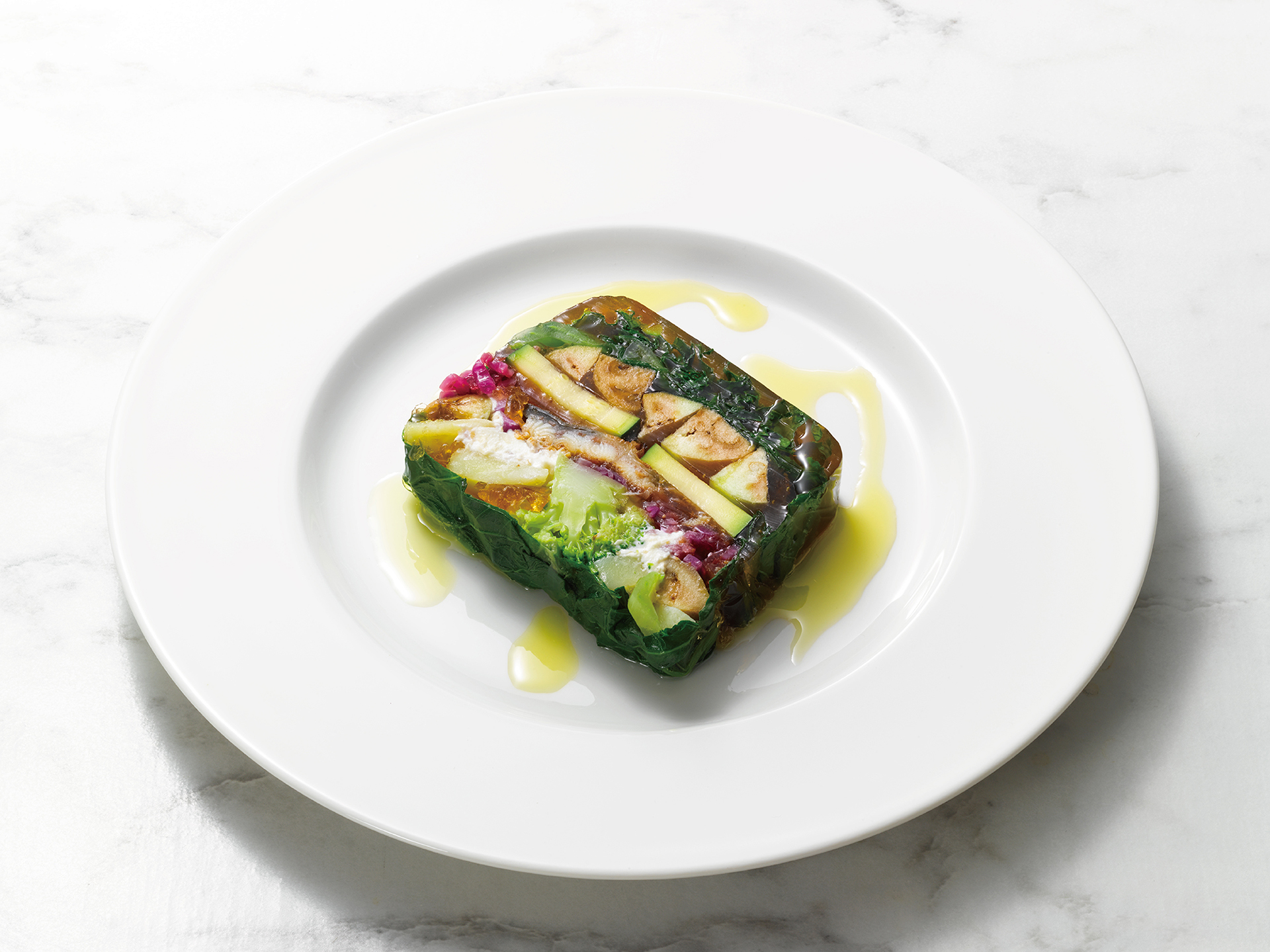 「薩摩川内鰻と野菜のテリーヌ～ゆずぽん酢風味～」（1078円）