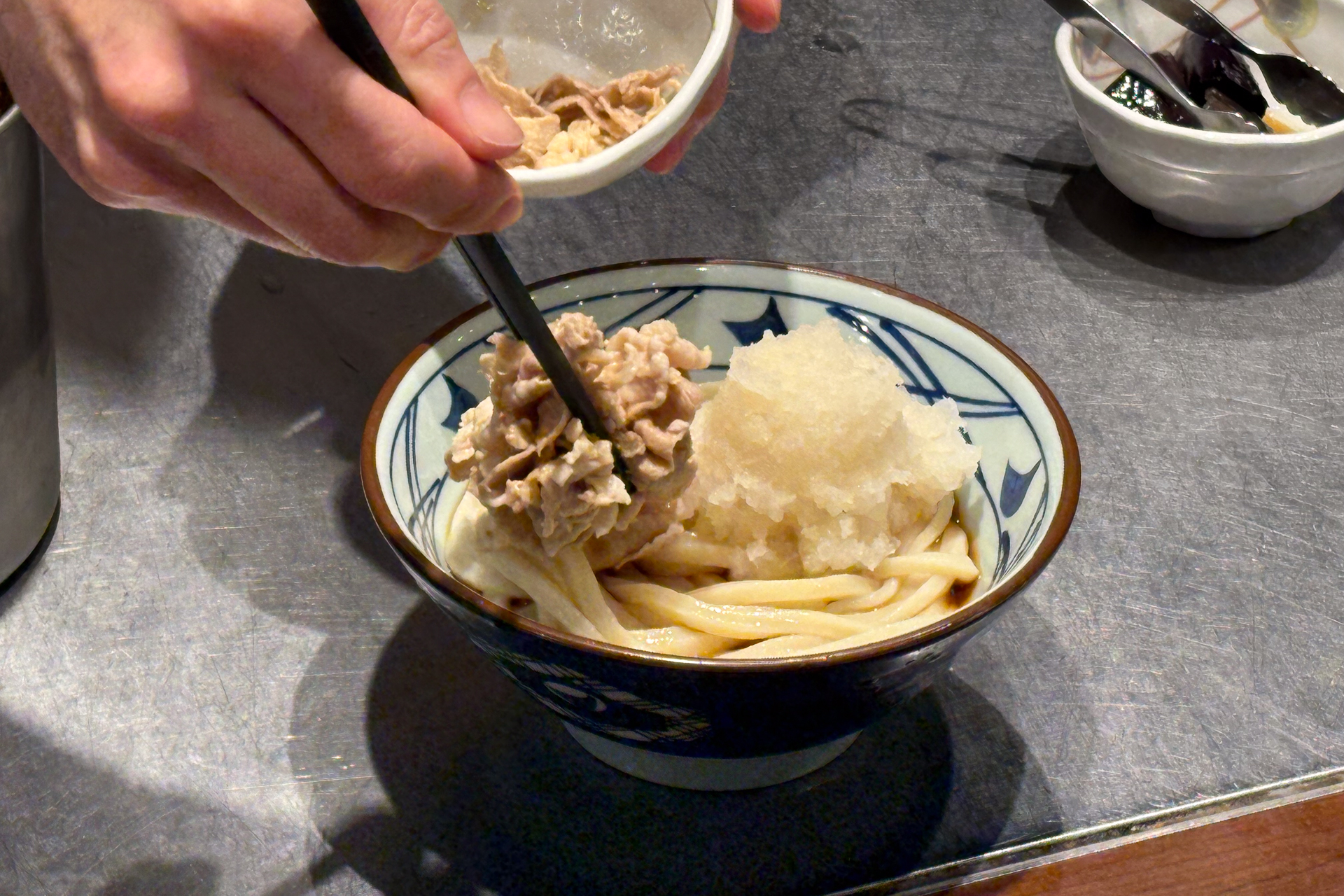 「鬼おろし豚しゃぶぶっかけうどん」調理工程