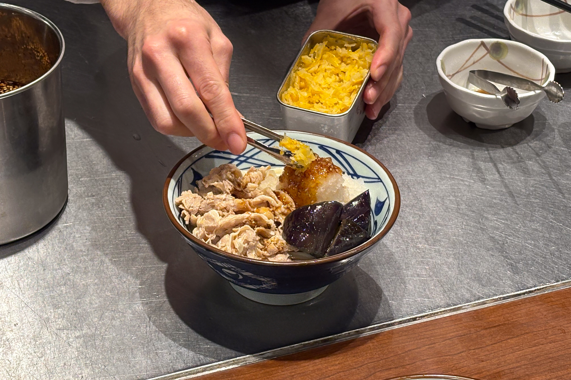 「鬼おろし豚しゃぶぶっかけうどん」調理工程