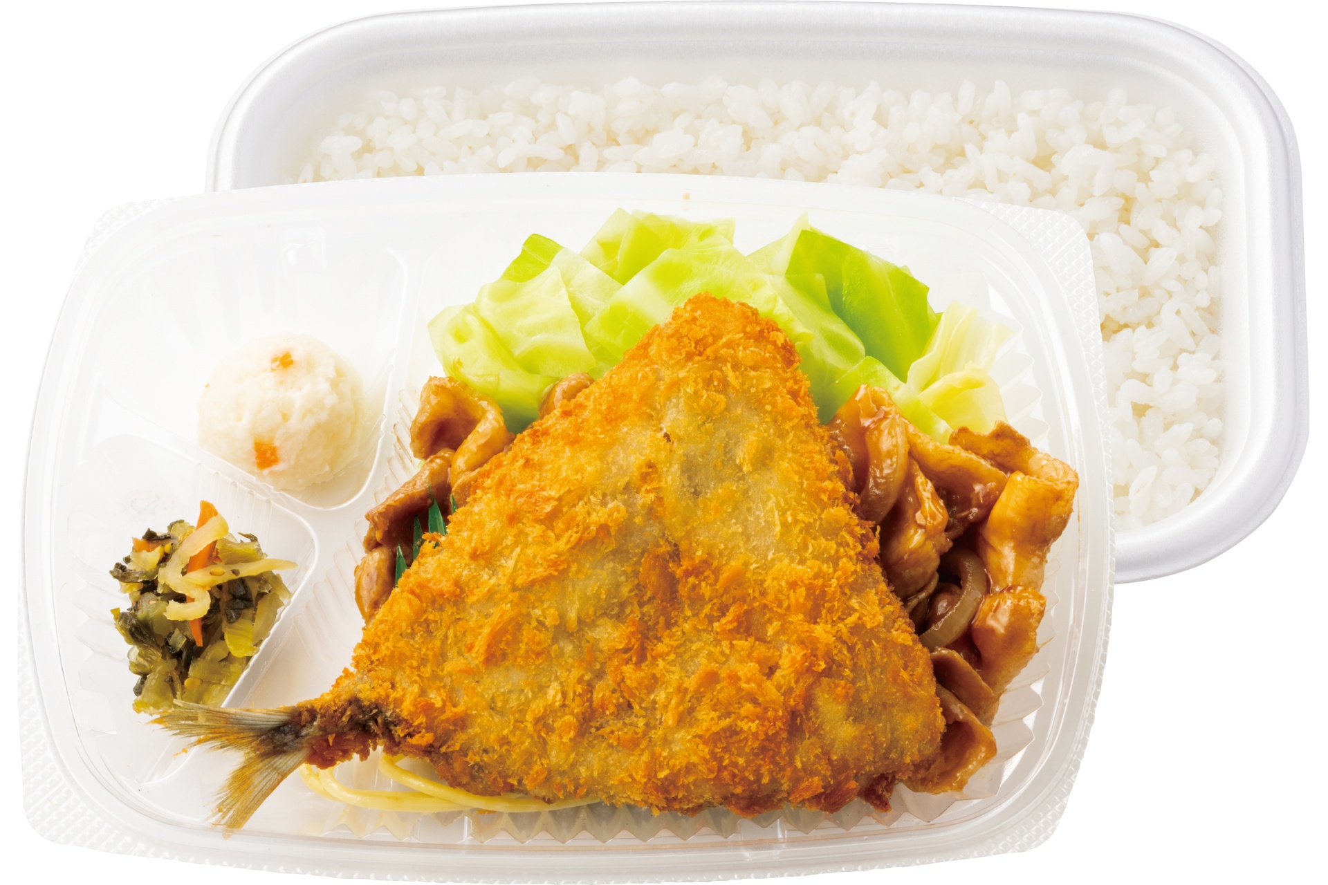 アジフライ＆しょうが焼き弁当