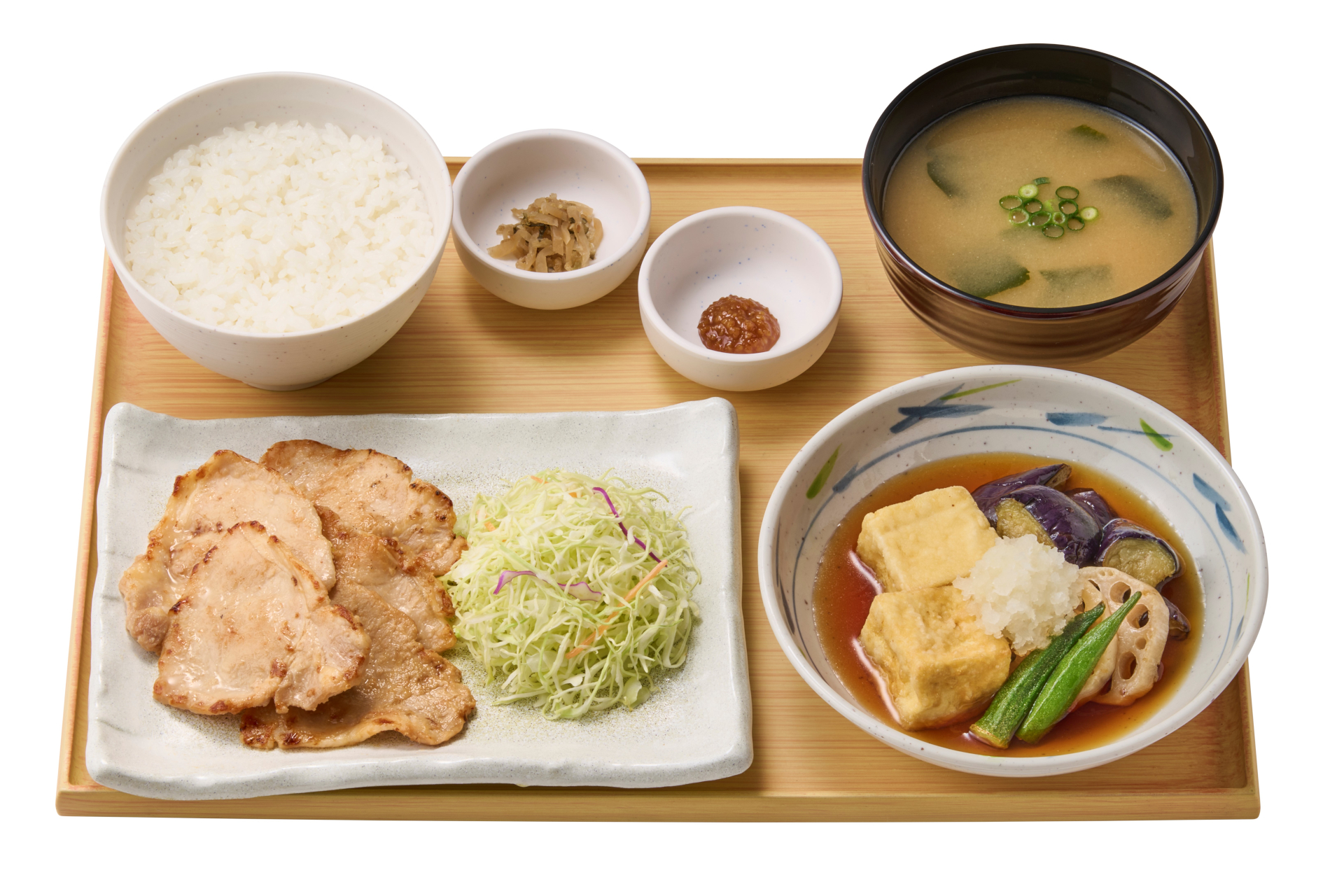 「【揚げ出し豆腐2倍】三元豚ロースの西京焼と揚げ出し豆腐の定食」1320円