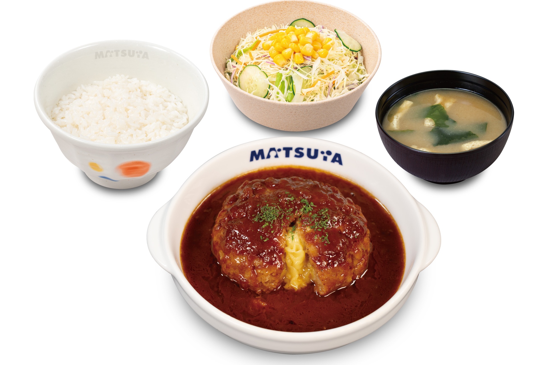 溢れる3種の濃厚チーズINデミハンバーグ定食