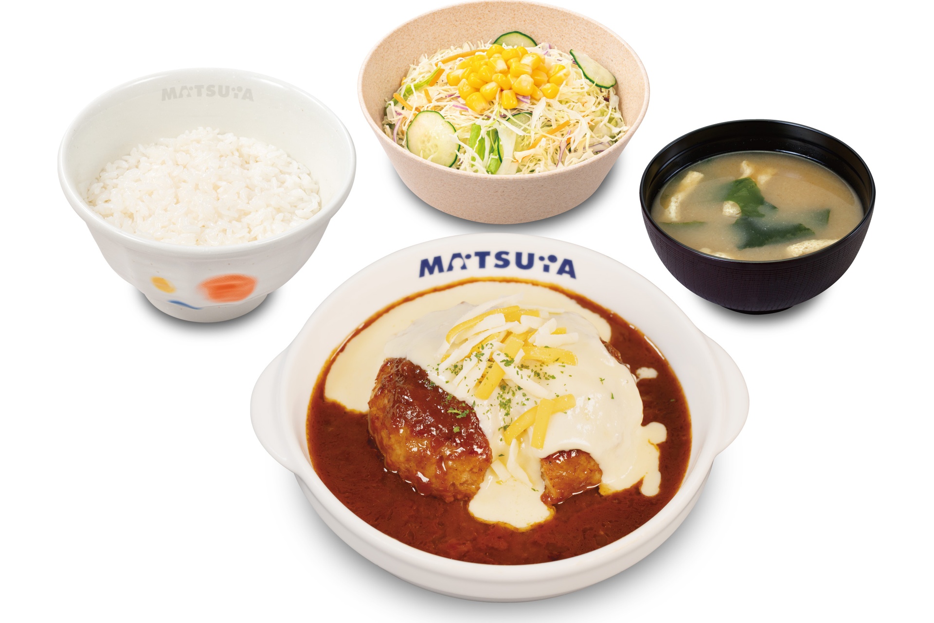 溢れる3種の濃厚チーズINデミチーズハンバーグ定食