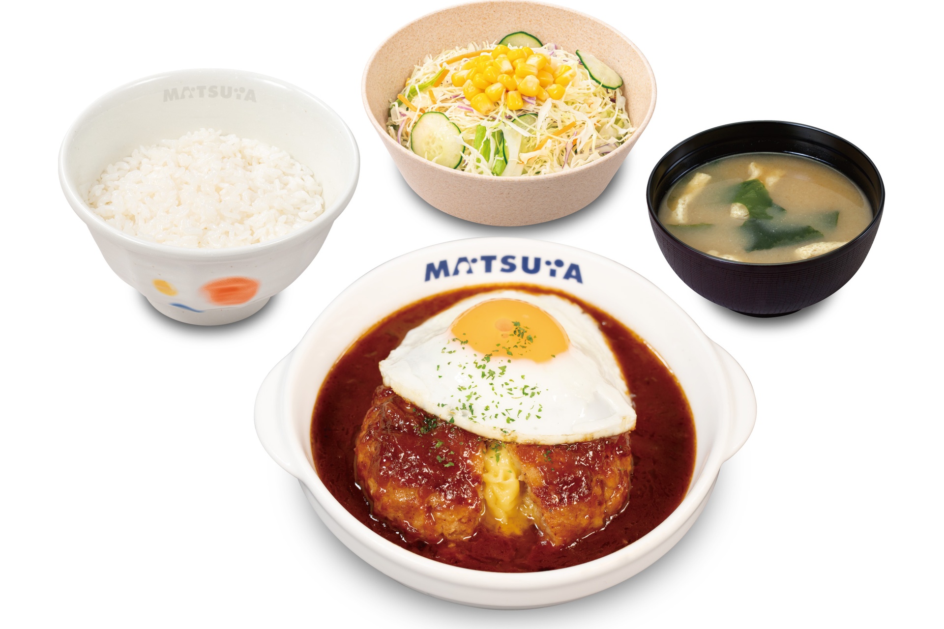 溢れる3種の濃厚チーズINデミたまハンバーグ定食