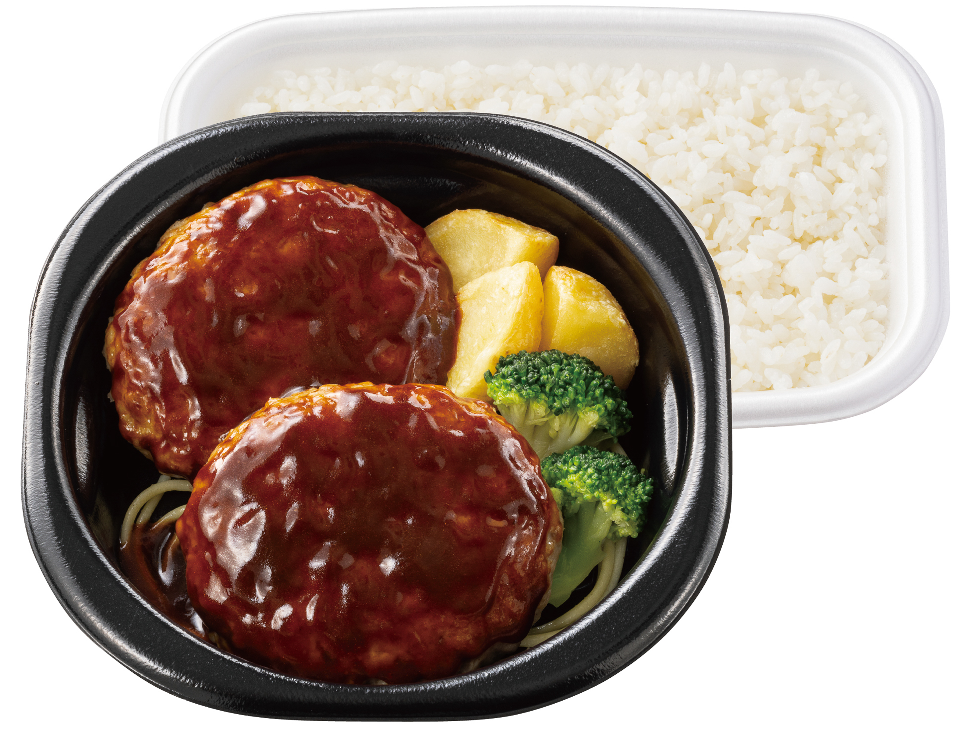 「牛すじと野菜をじっくり煮込んだデミソース 倍盛デミグラスハンバーグ弁当（肉2倍）」（1140円～）