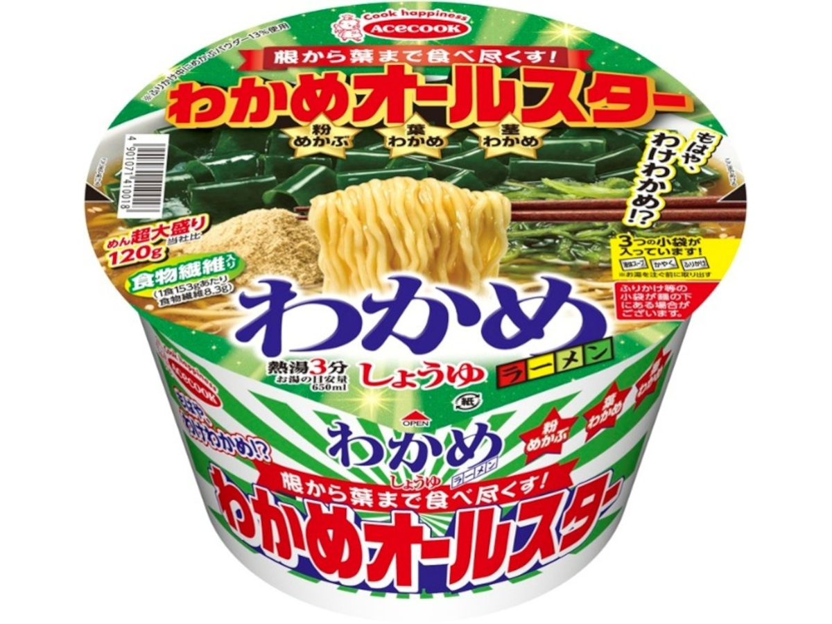 エースコック「わかめオールスター わかめラーメン しょうゆ」