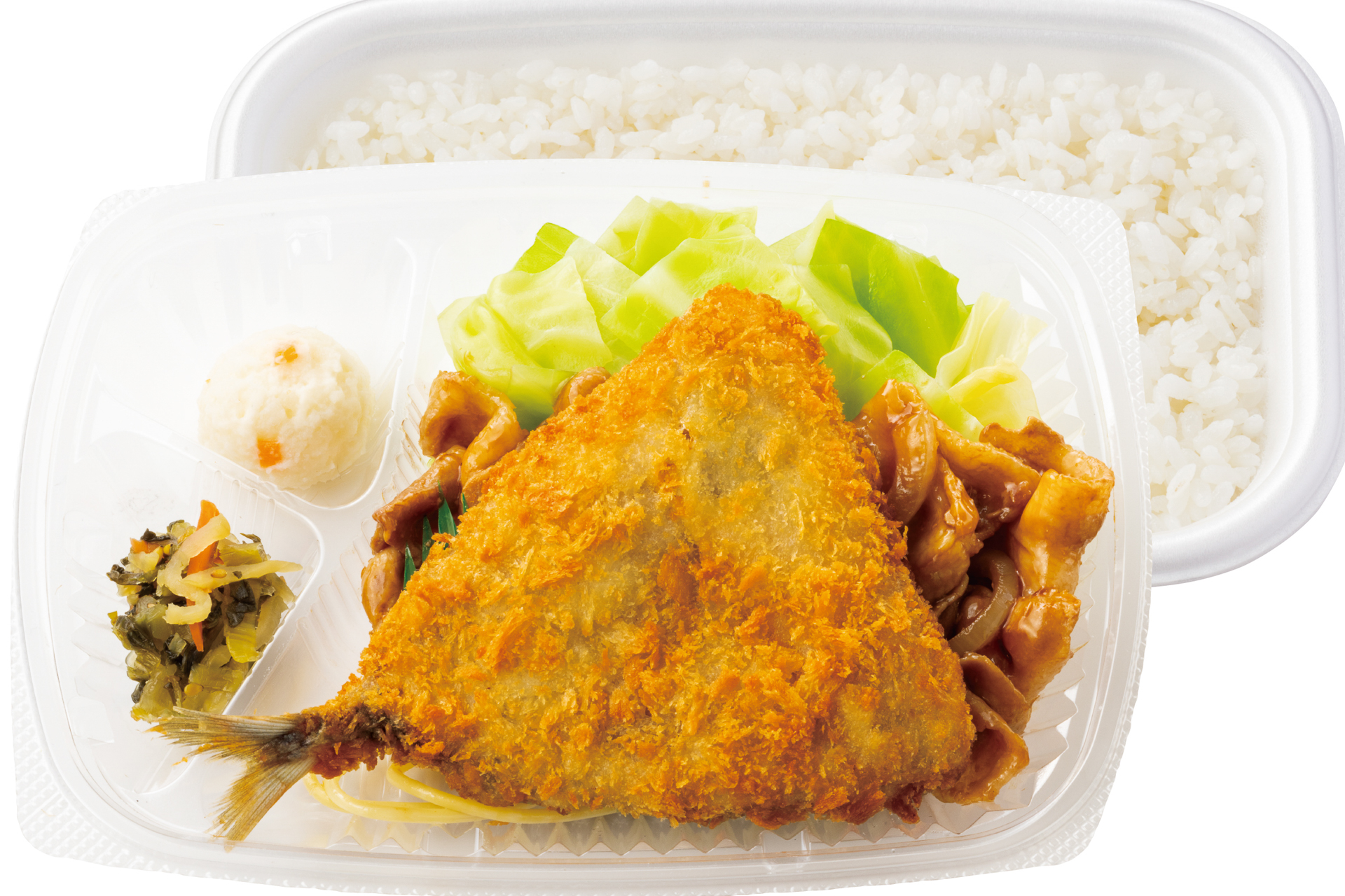 アジフライ＆しょうが焼き弁当