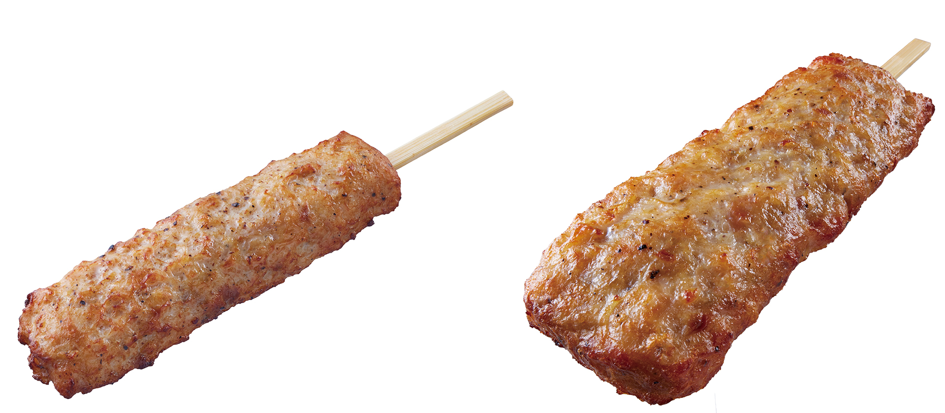 「でかなんこつ入りつくね棒」（198円、写真左は従来品）