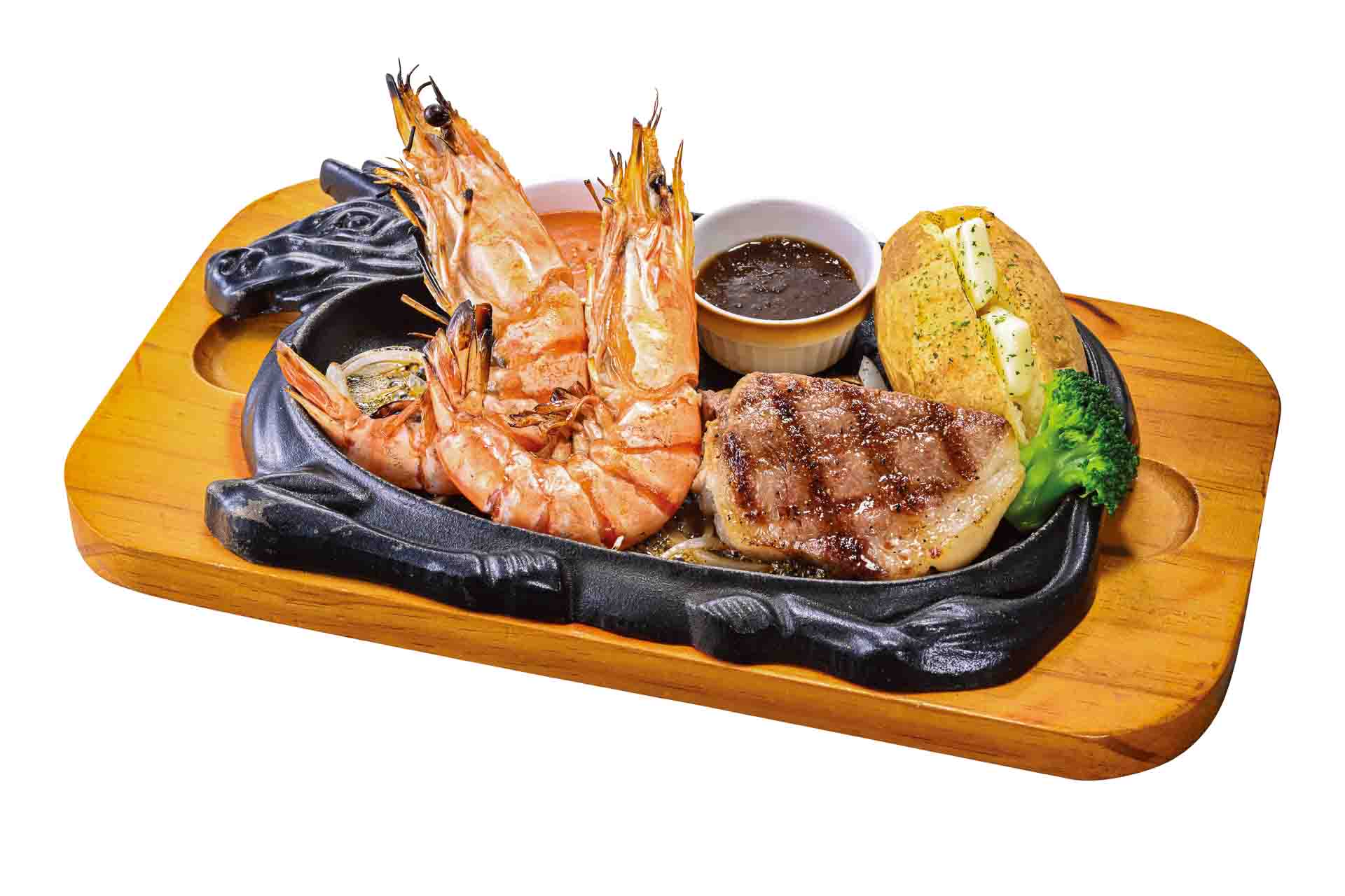 サーロイン（80g）＆殻付き海老グリル（2尾）