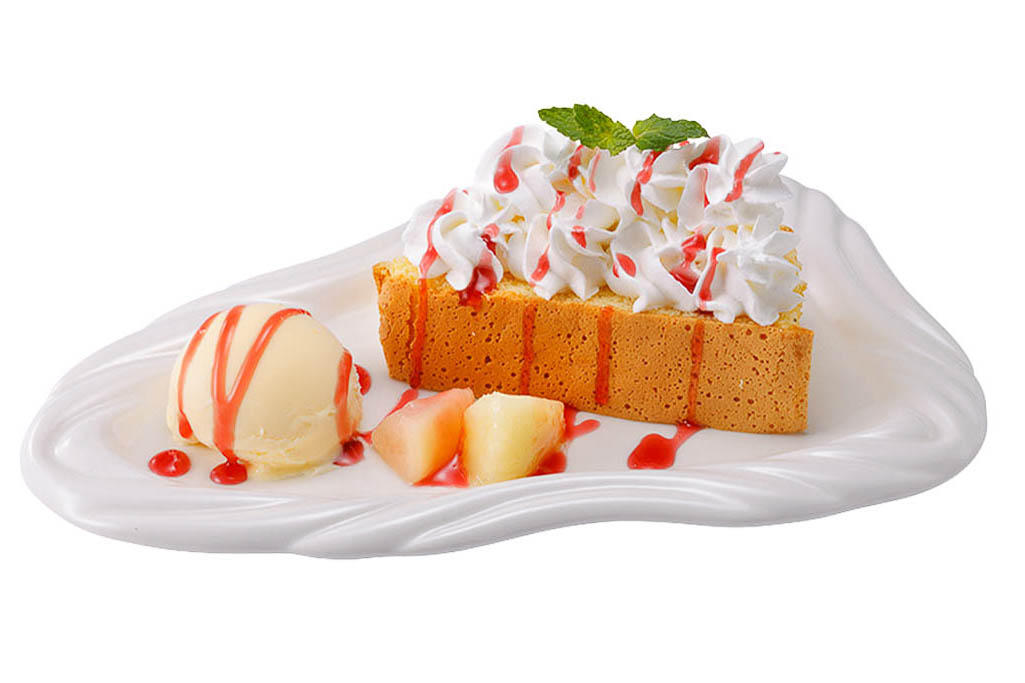 バニラアイスのピーチシフォンプレート