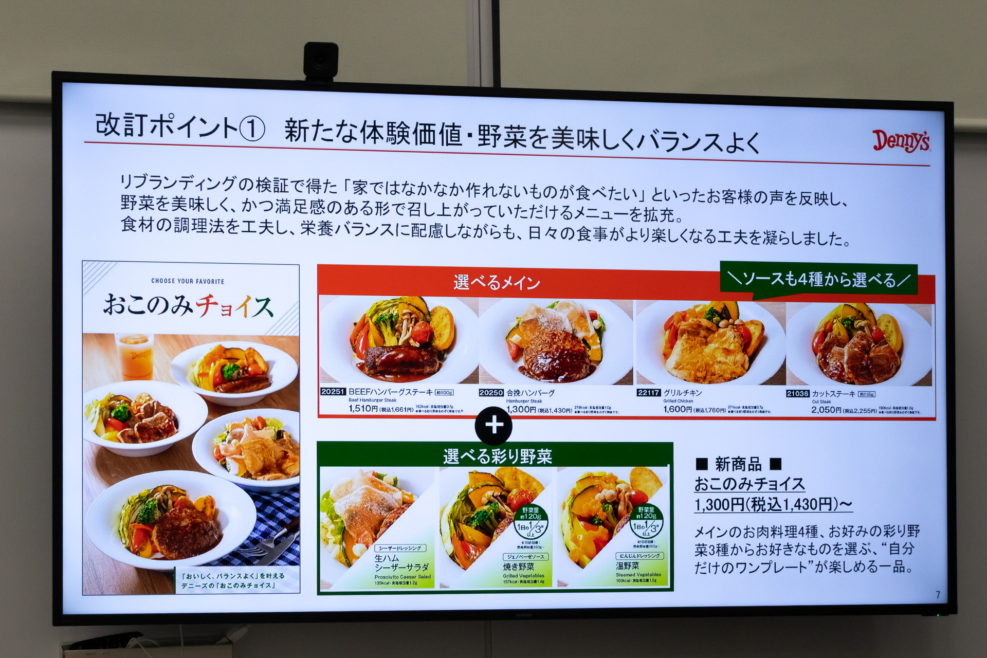 今回の目玉商品の一つ「おこのみチョイス」（1430円～）