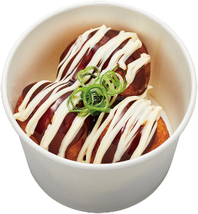 「お持ち帰り用 とろ～り大玉揚げたこ焼き（3個）」（270円～）