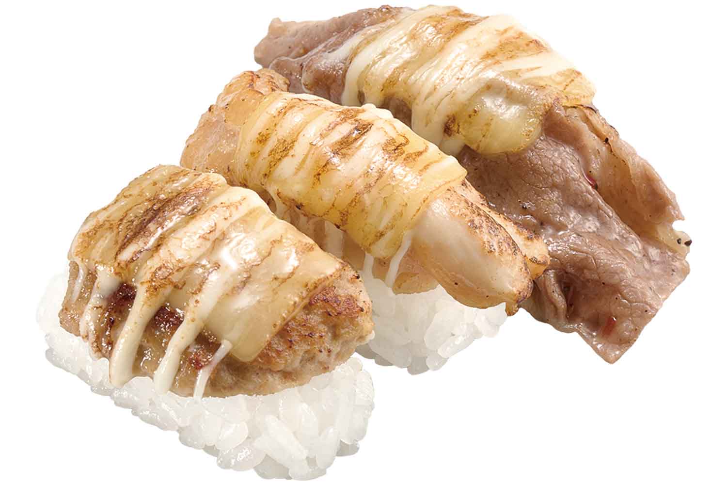 肉のチーズマヨ炙り3貫盛り