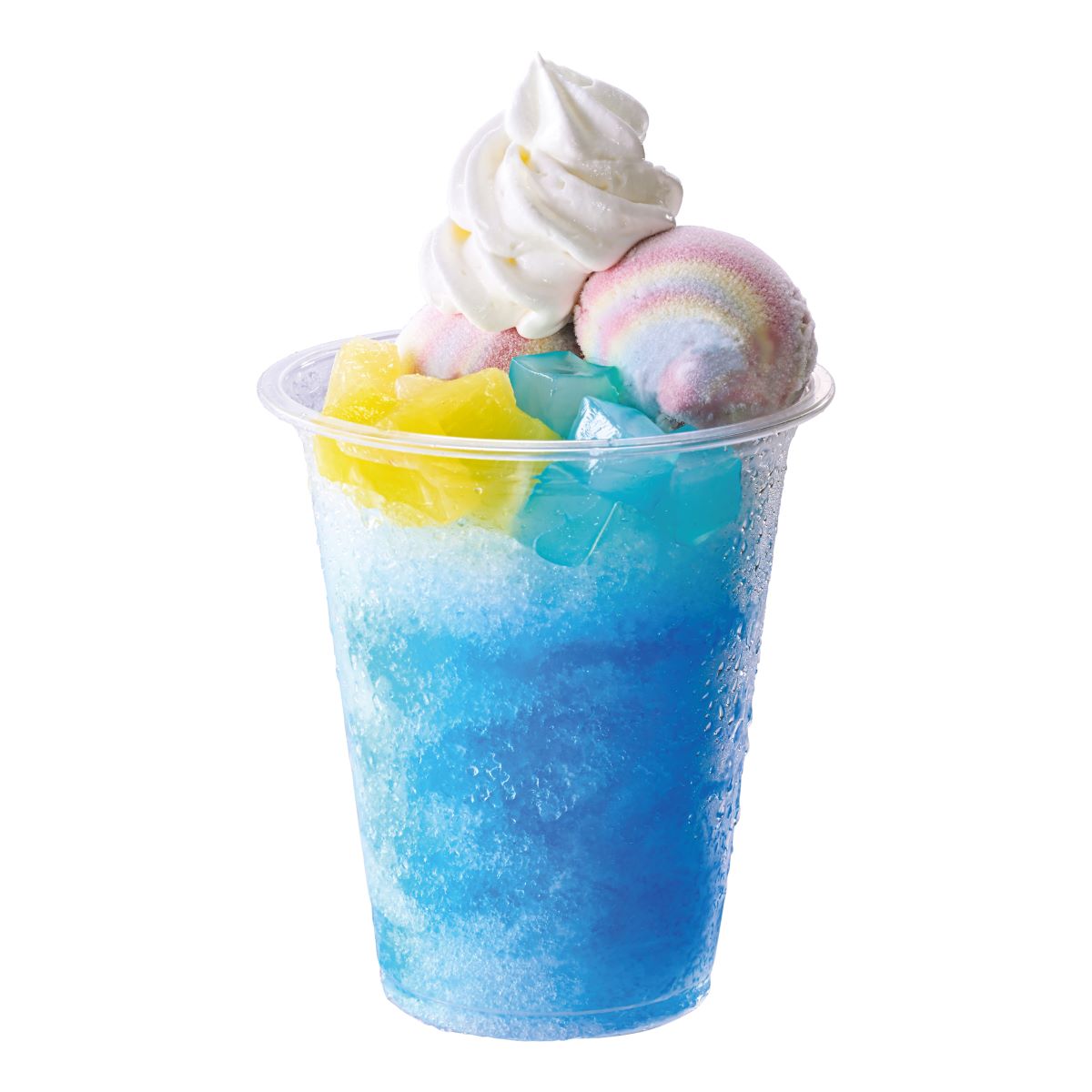 「かき氷パフェ ブルーハワイ」（473円）