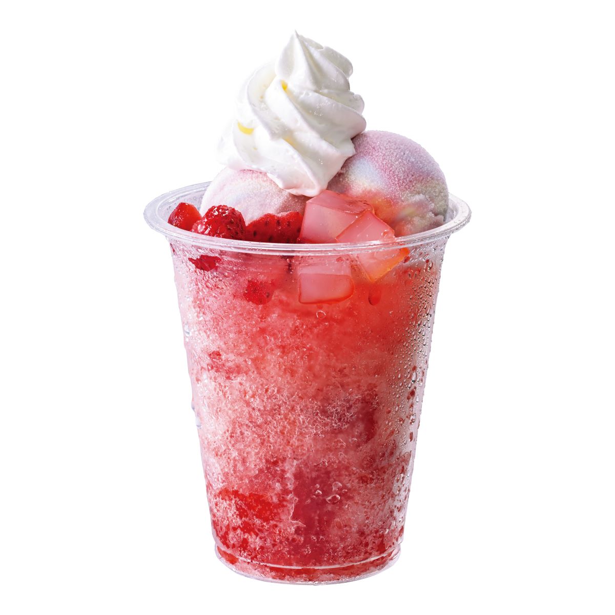 「かき氷パフェ ストロベリー」（473円）