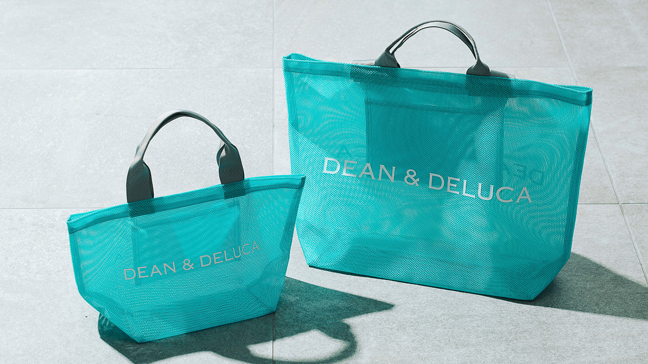 DEAN & DELUCA「メッシュトートバッグ ターコイズ」