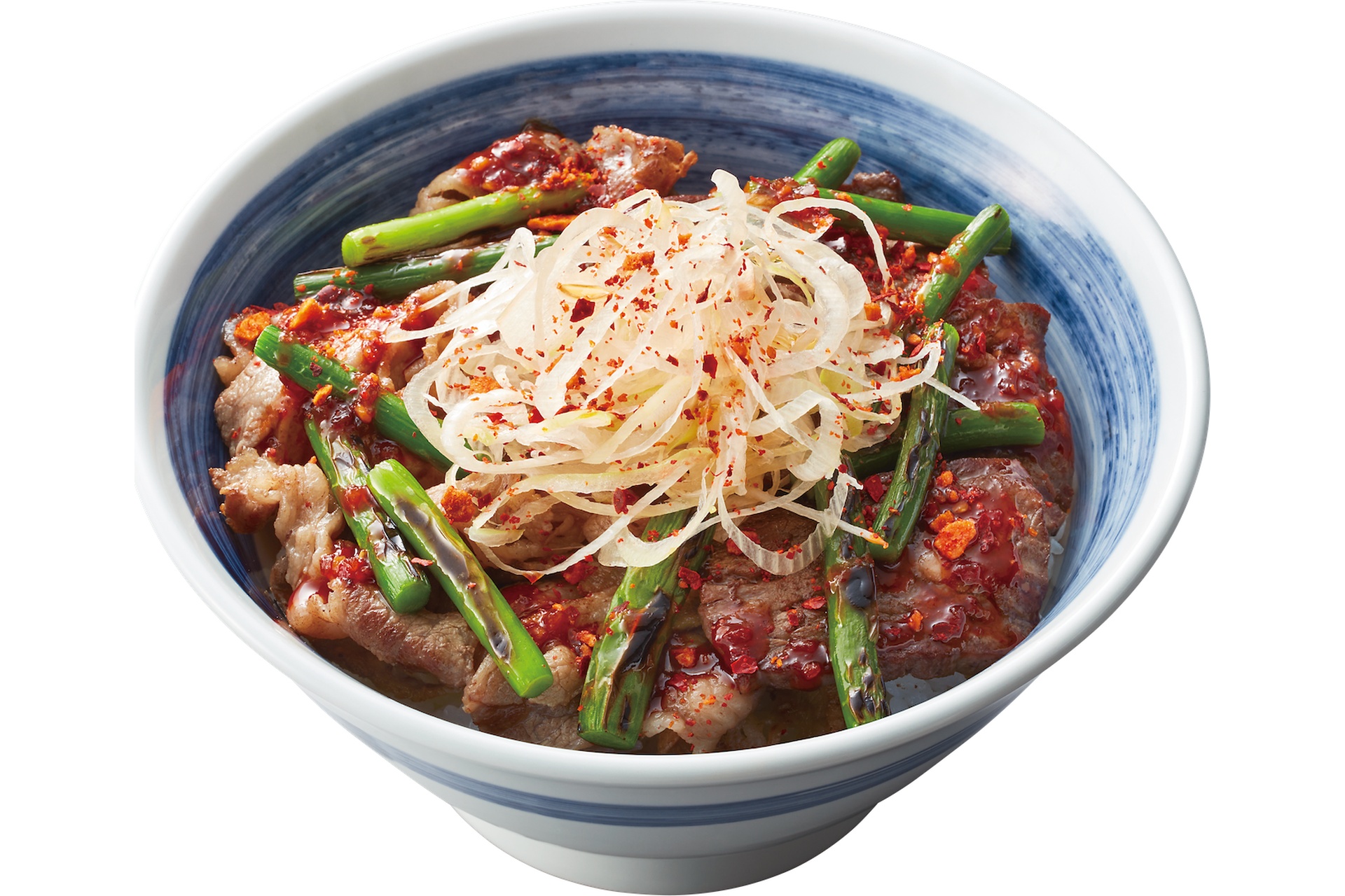 【旨辛】にんにくの芽 牛カルビとハラミ丼