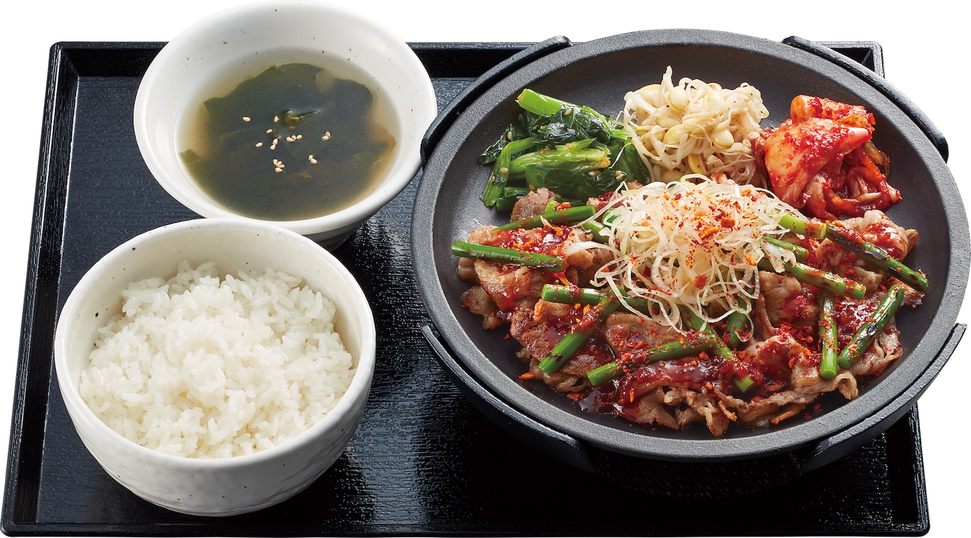 鉄板【旨辛】にんにくの芽 牛カルビ定食