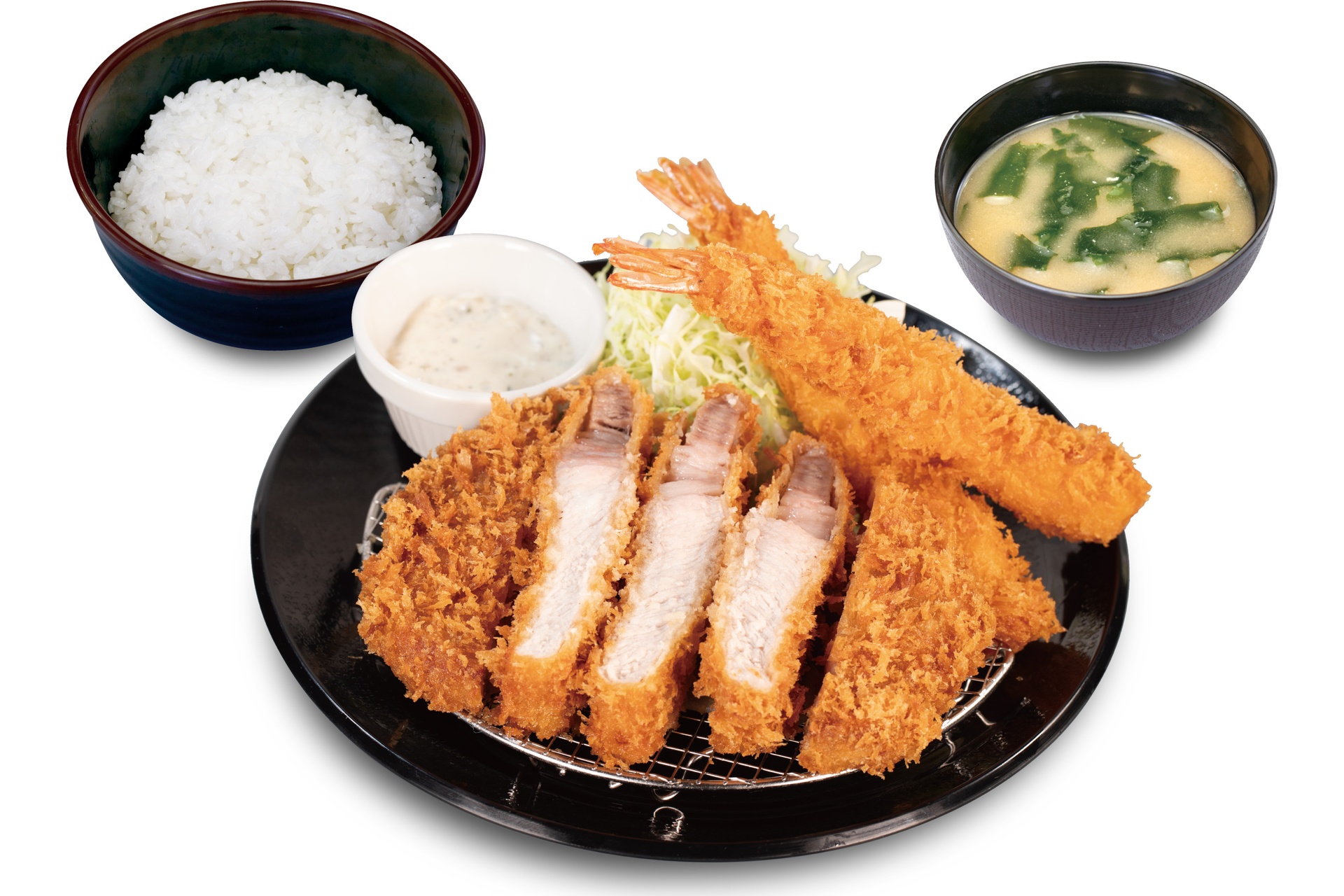 超厚切りリブロースかつ＆海老フライ（2尾）定食