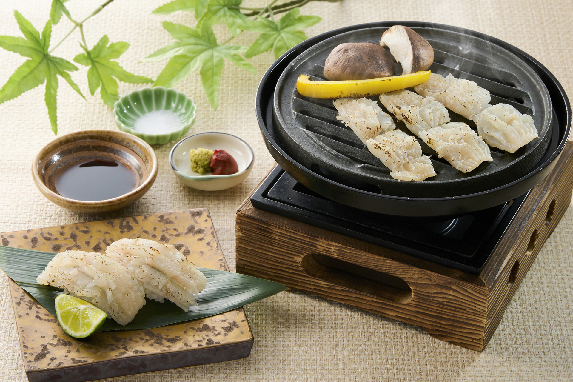 ［単品］「焼き鱧（シャリ二貫付き）」（1628円）
