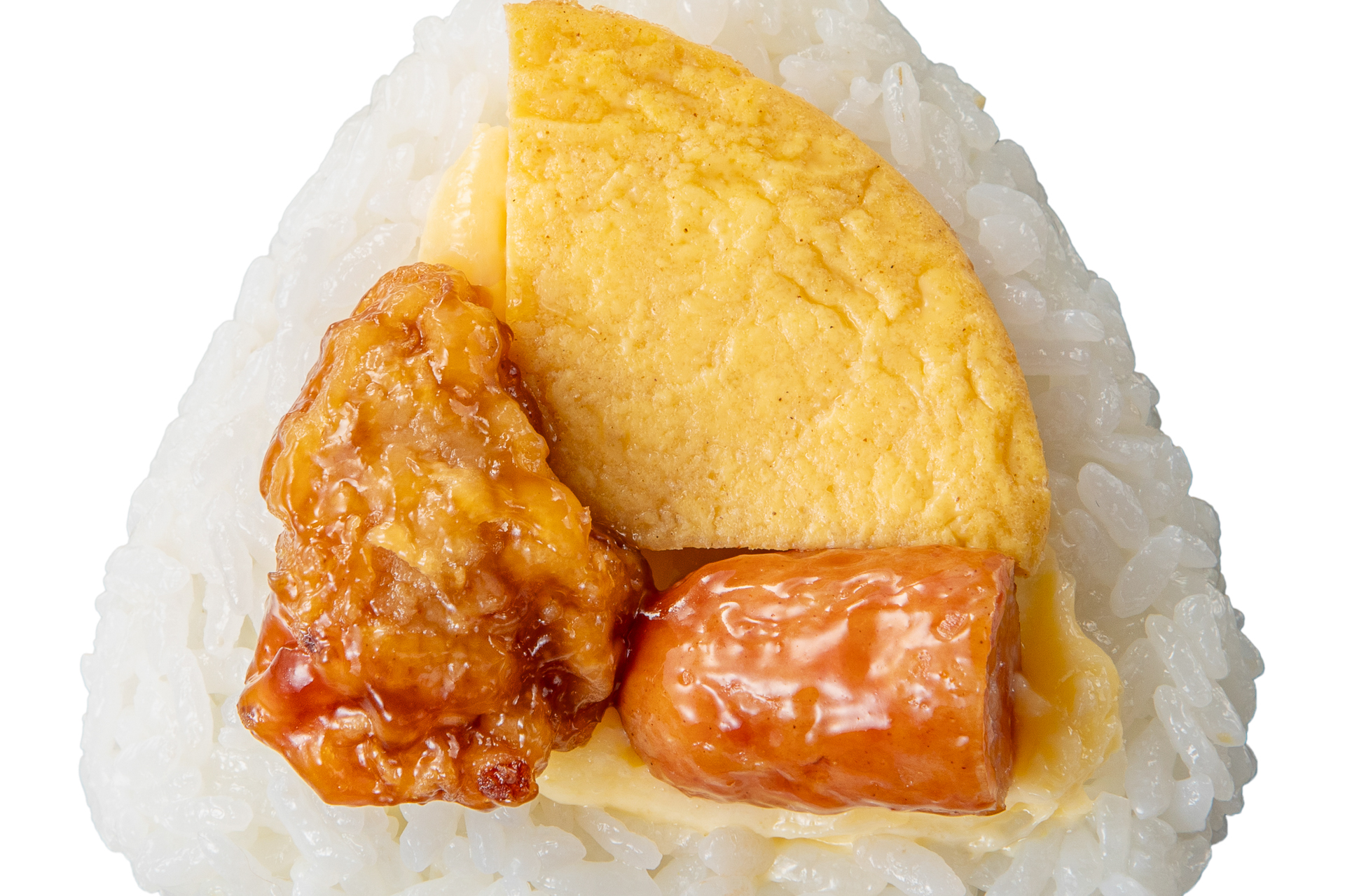 弁当の定番具材3品が入っている