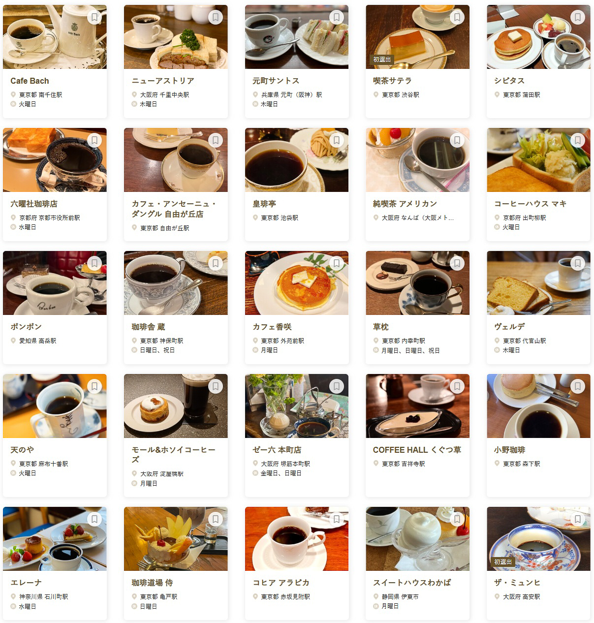 「食べログ 喫茶店 百名店 2026」に選ばれた100店