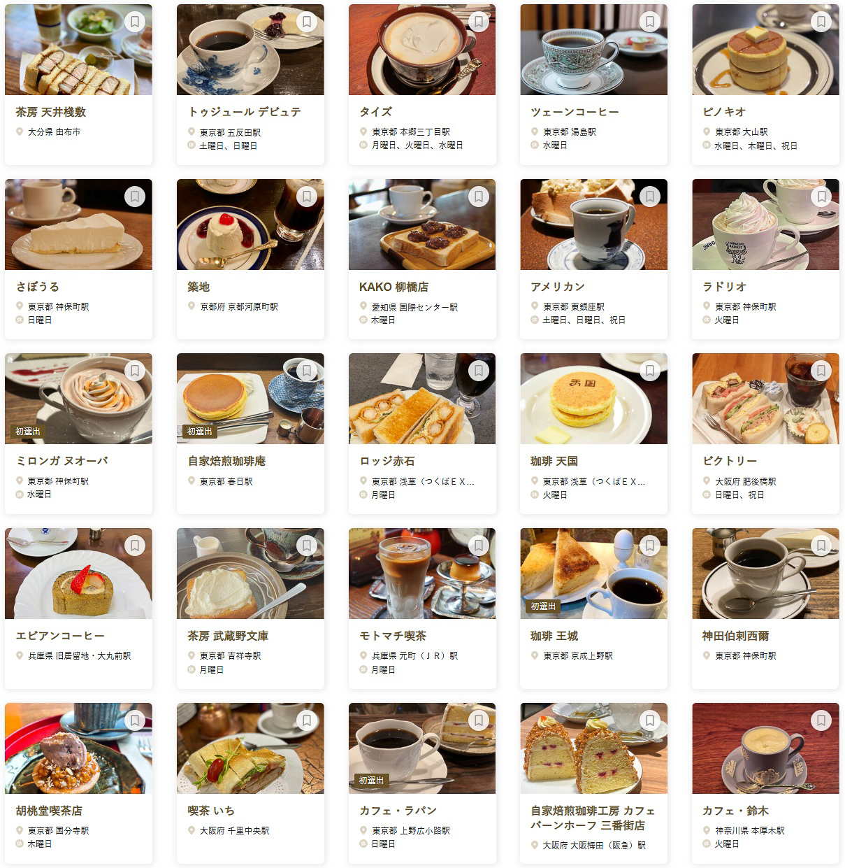 「食べログ 喫茶店 百名店 2026」に選ばれた100店