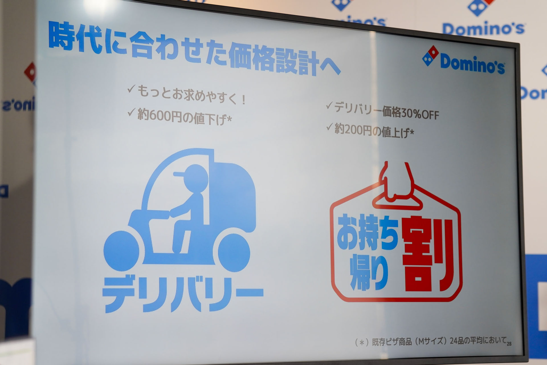 デリバリーと持ち帰りで価格を改定