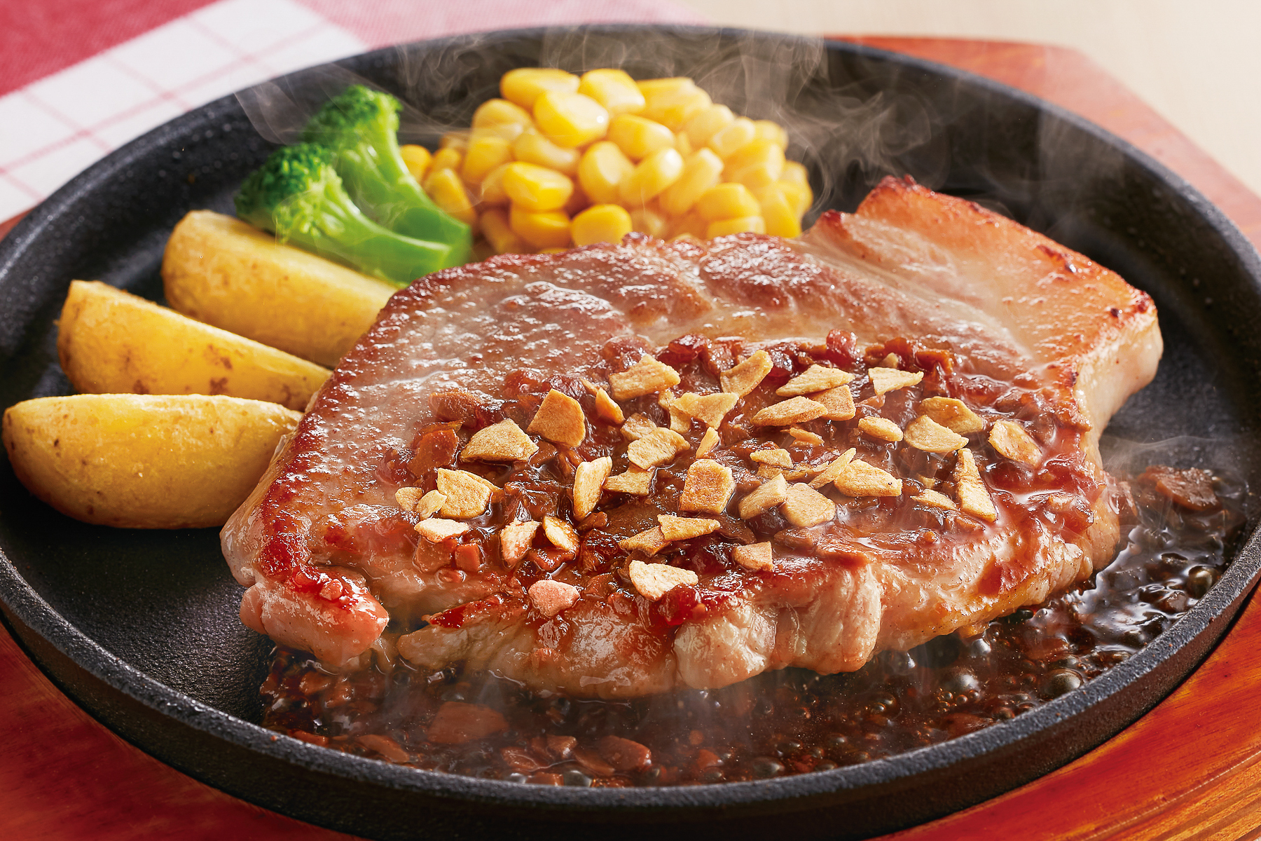 肉旨！厚切り豚肩ロースステーキ にんにく醤油