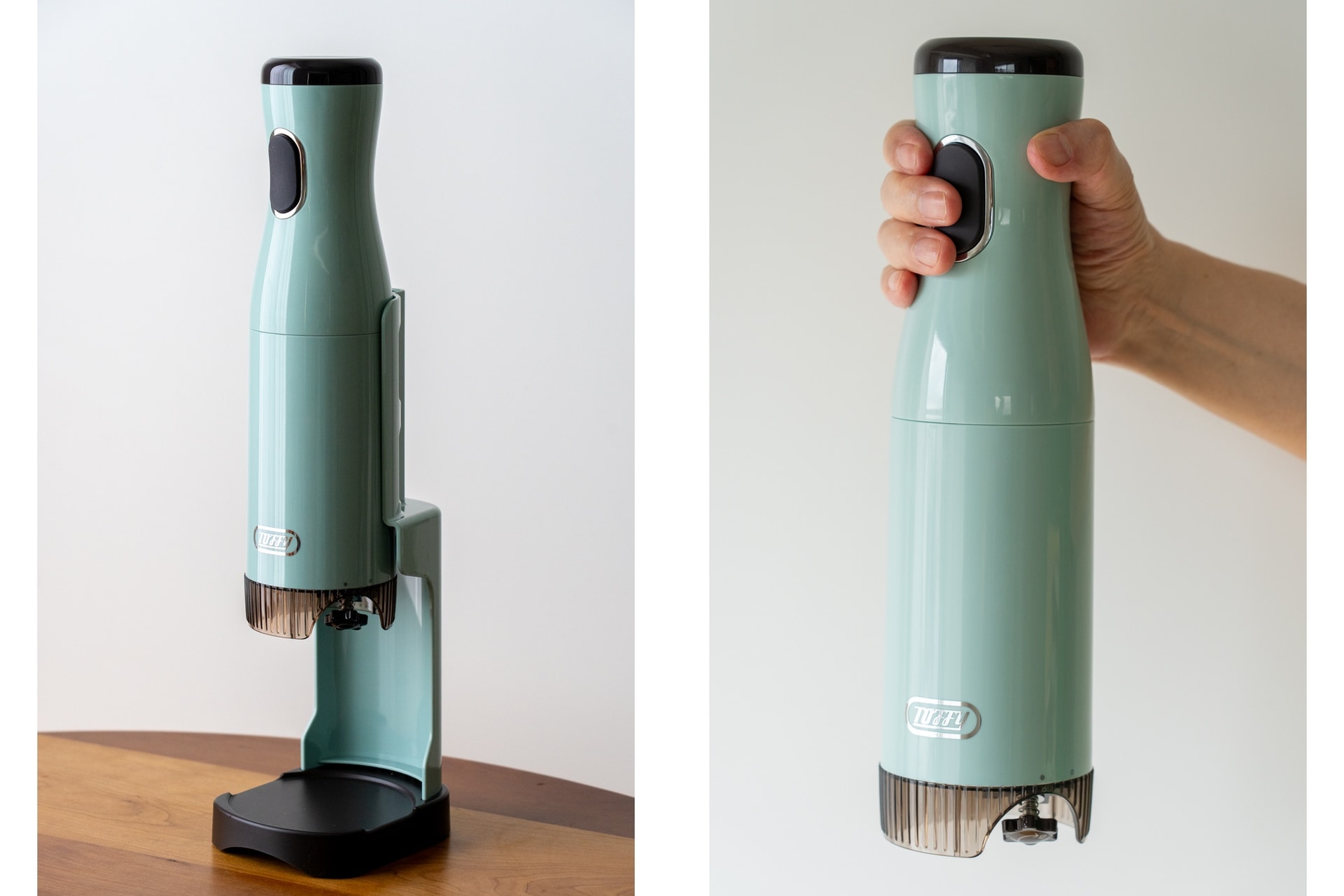 コードレスタイプなのでとってもスタイリッシュ。ハンディタイプなので器の大きさや高さを選ばず、好きな場所にピンポイントで氷を削り落とせます