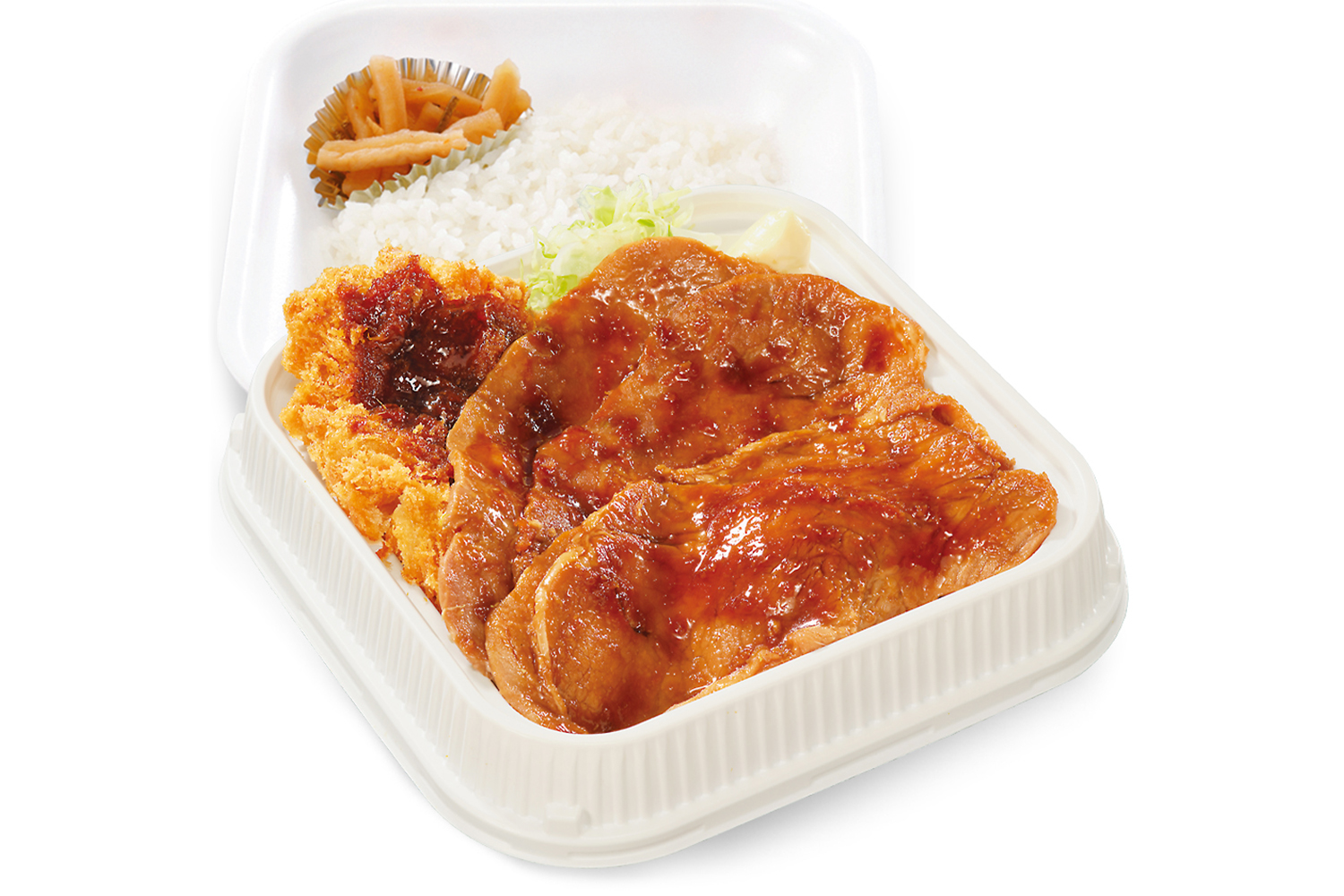 大判豚の生姜焼きとチキンカツの合い盛り弁当（トリプル）