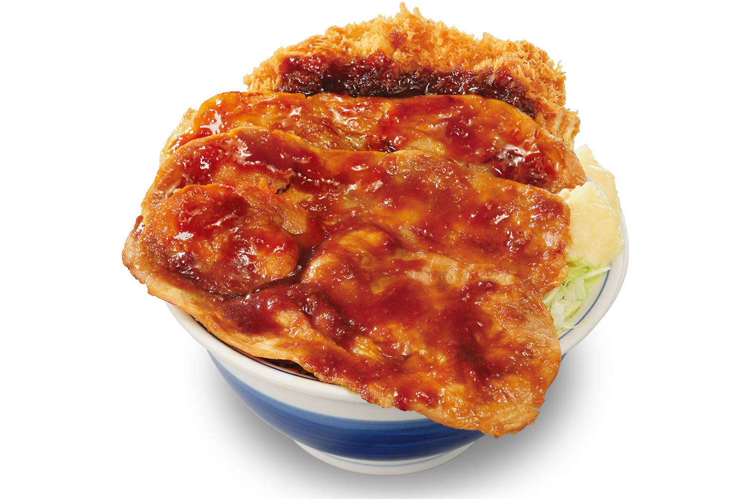 大判豚の生姜焼きとチキンカツの合い盛り丼（トリプル）