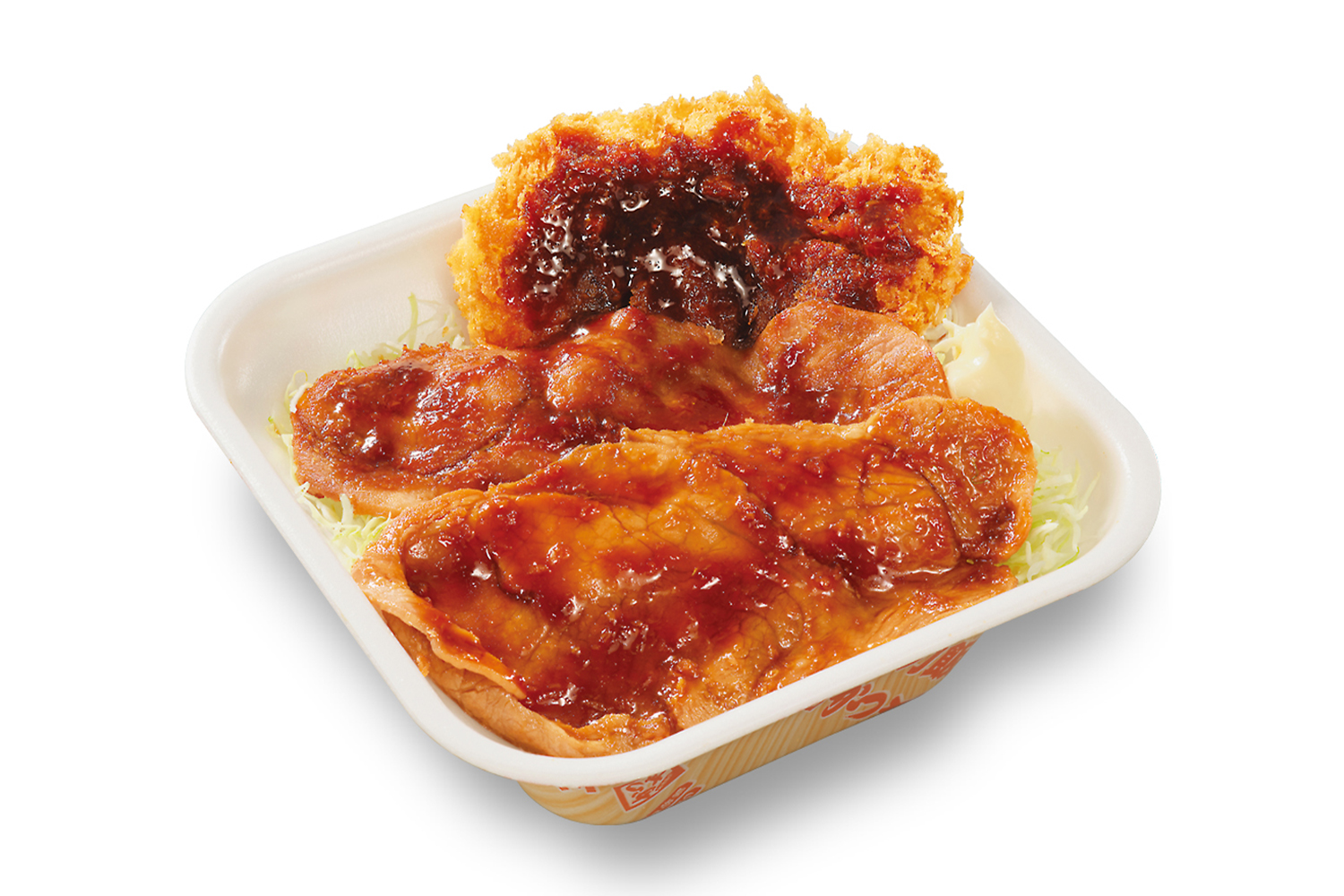大判豚の生姜焼きとチキンカツの合い盛り丼弁当（ダブル）