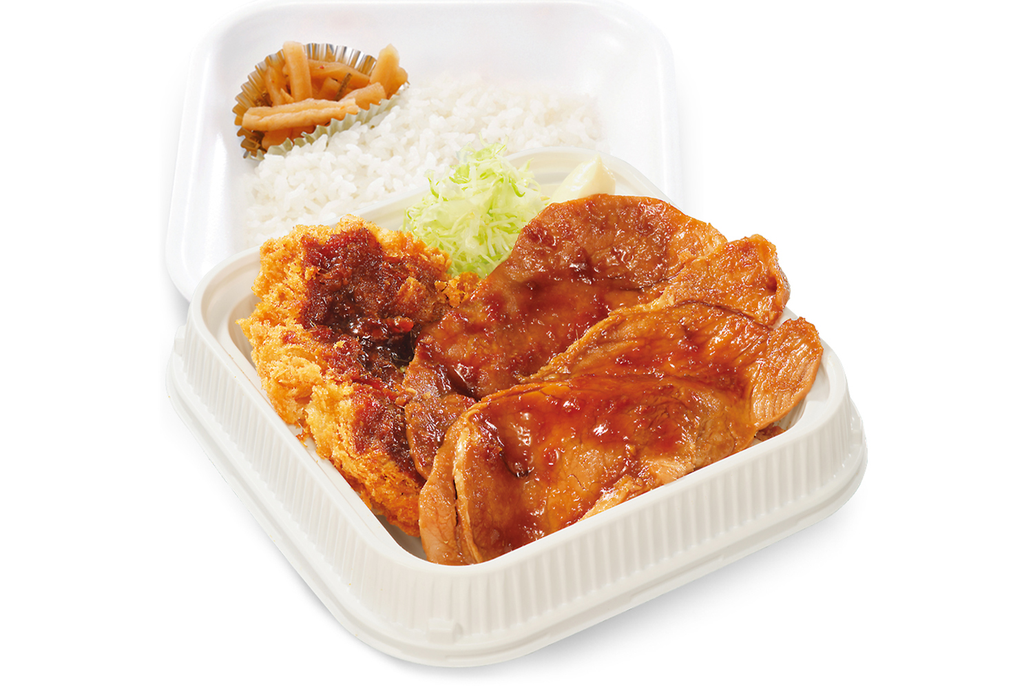 大判豚の生姜焼きとチキンカツの合い盛り弁当（ダブル）