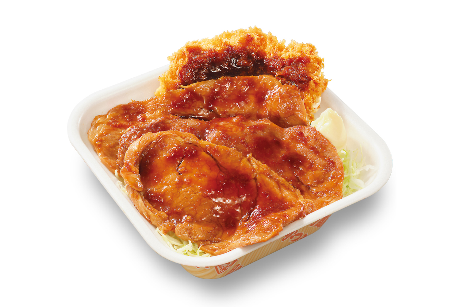 大判豚の生姜焼きとチキンカツの合い盛り丼弁当（トリプル）