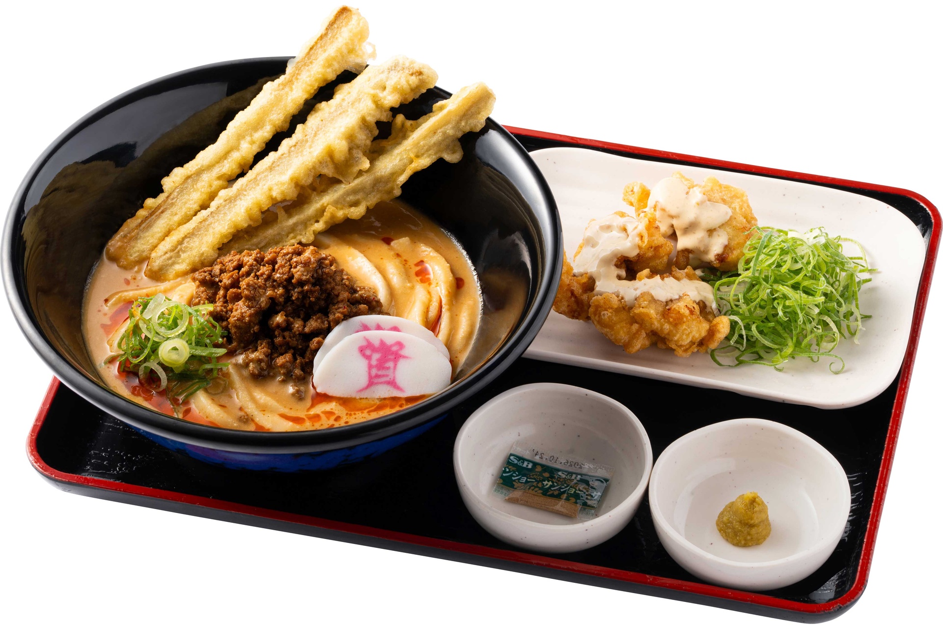 冷やし担々うどんと柚子胡椒 鶏天（3個）
