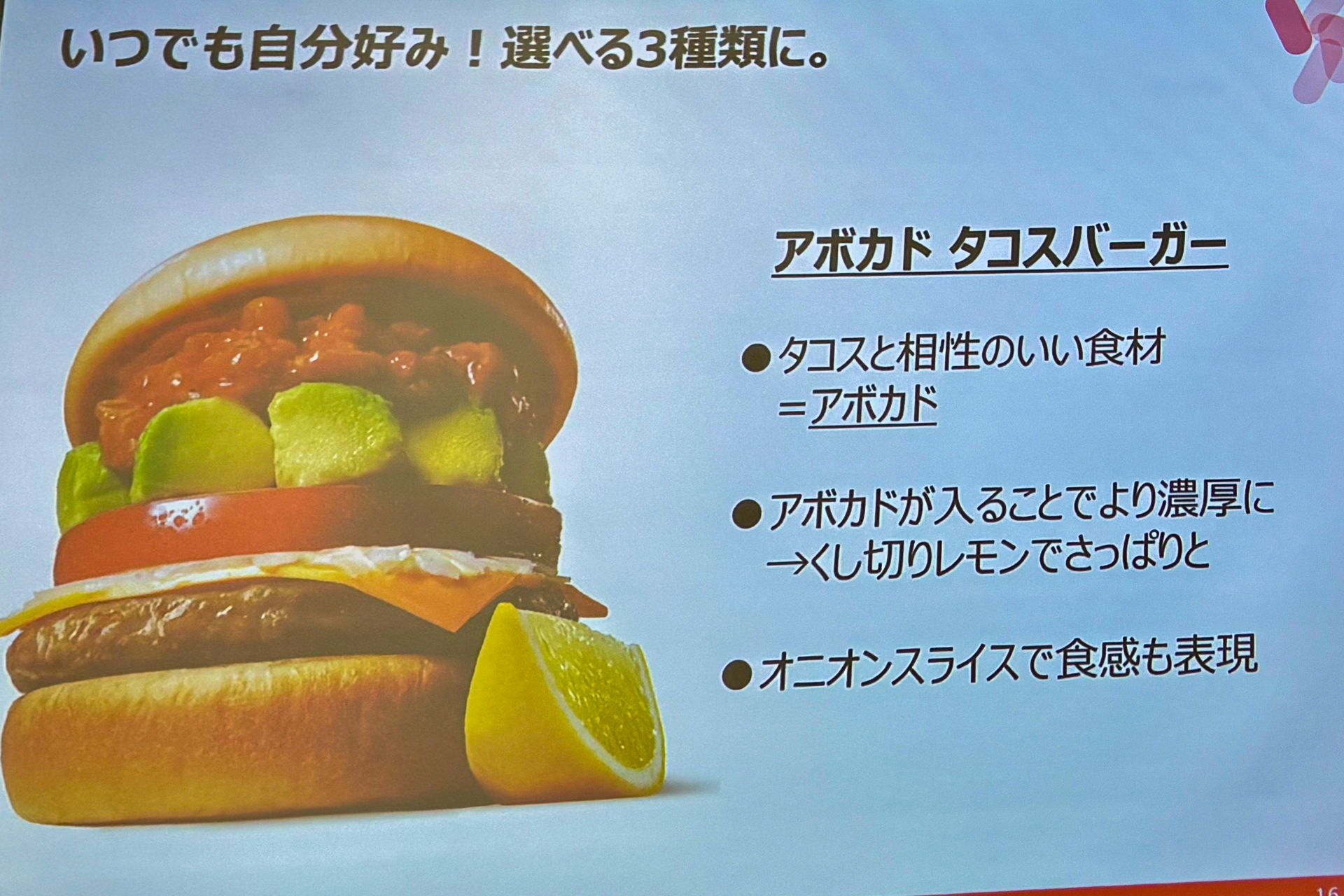 アボカド タコスバーガーの紹介資料