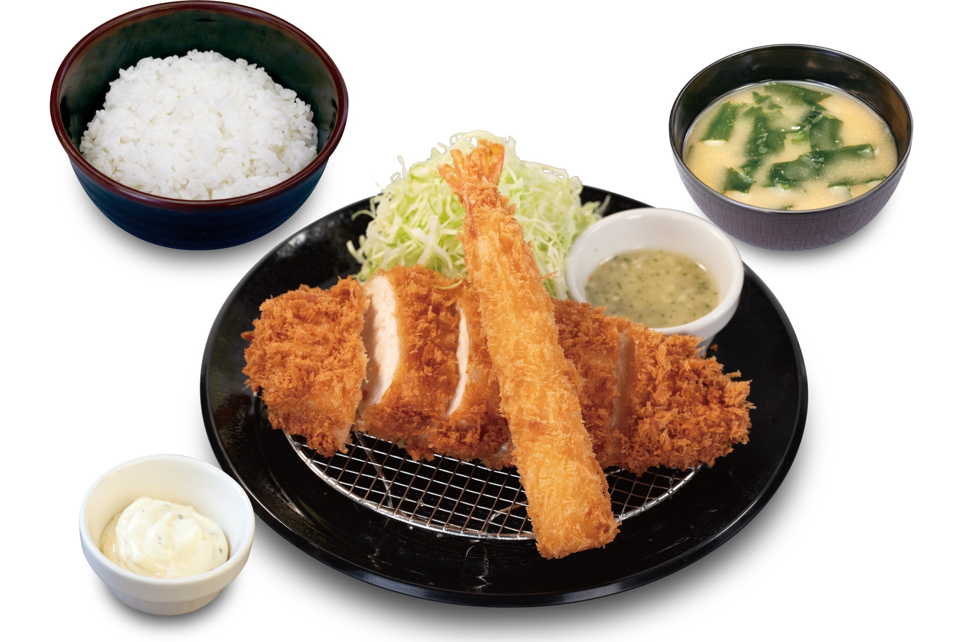 “肉厚”チキン“むね”かつ＆海老フライ1尾定食