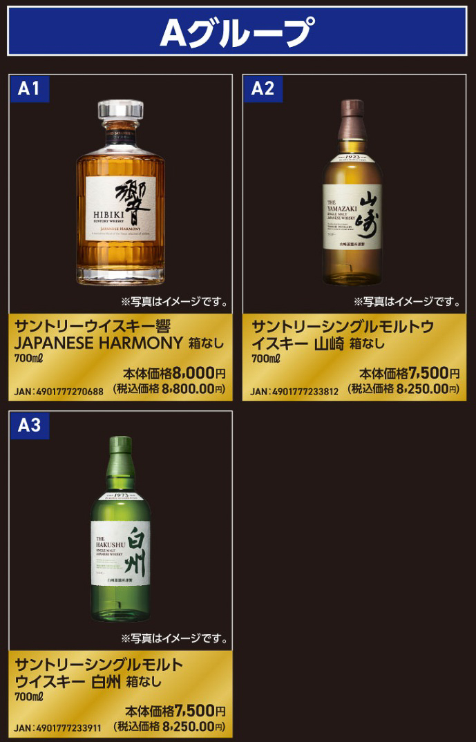Aグループの3品からいずれか1品を選択できる
