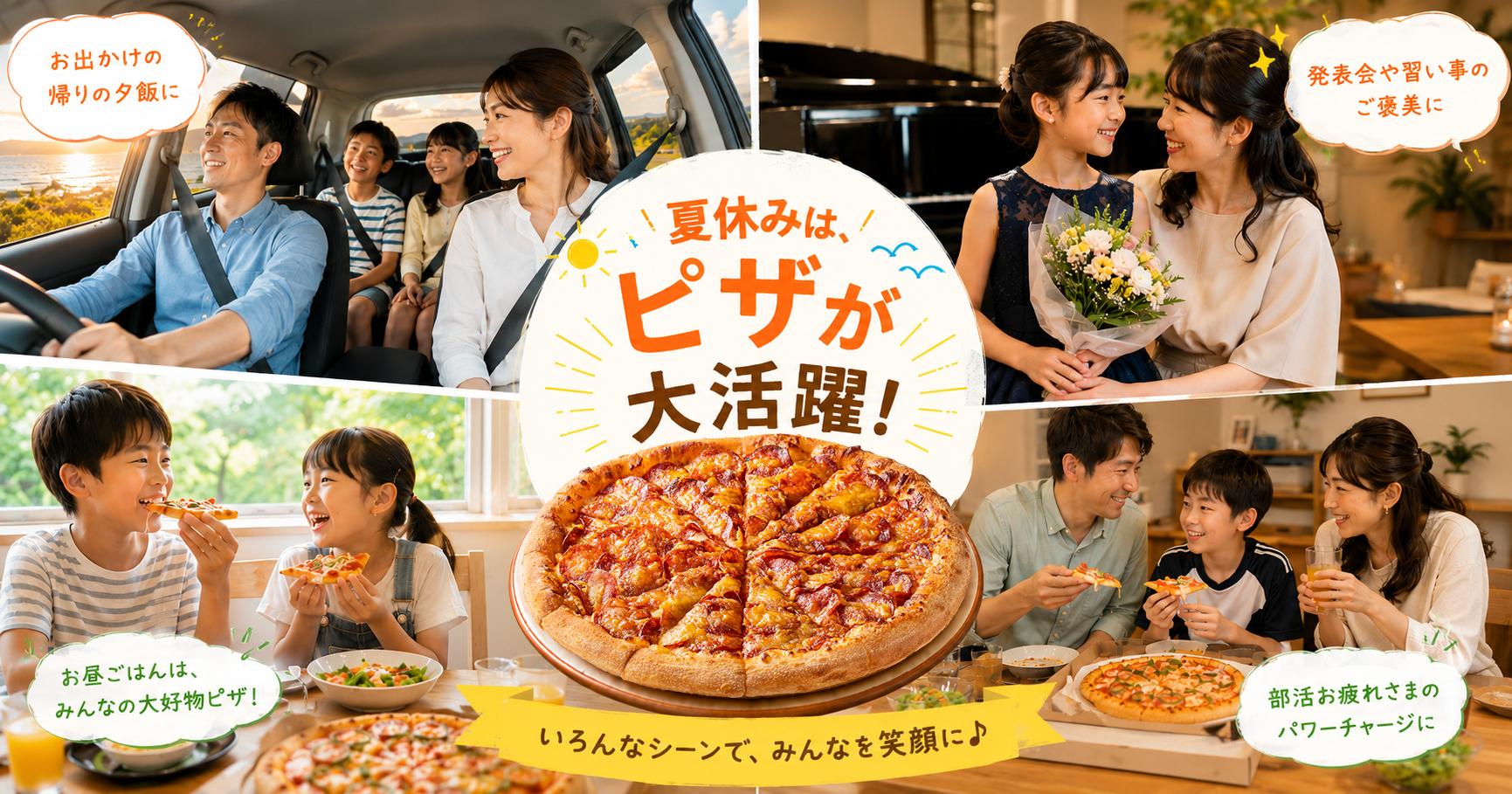 夏休みはさまざまなシーンでピザが活躍