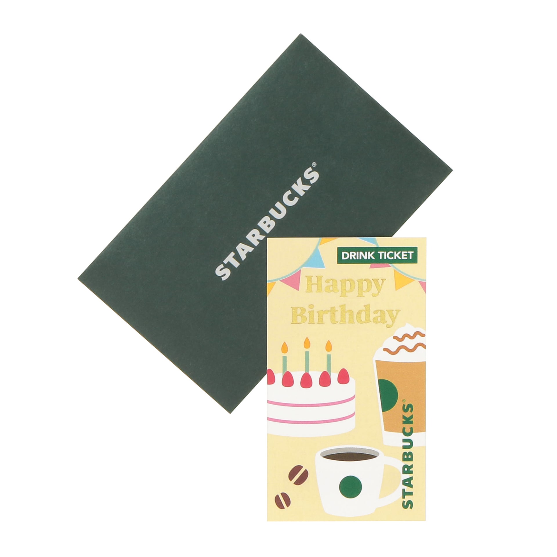 ビバレッジギフトミニカード Happy Birthday（左）、For You（中央）、Thank You（右）（ドリンクチケット付）
